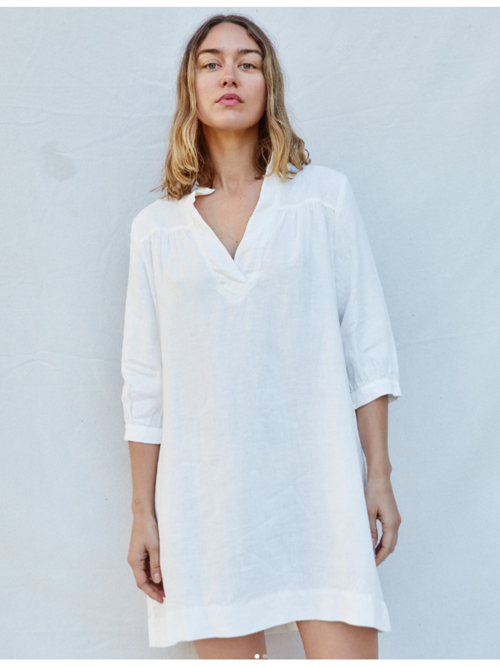 Sugar Candy Mountain Linen Mini Sabine Dress M Cream Ivory Laggenlook Beach